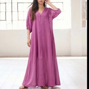 Johnny Was Calme Buttoned Raglan Maxi Dress with Slip 100% cotton